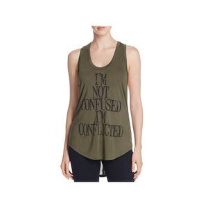 HAUTE HIPPIE Womens Green Stretch Graphic Sleeveless Scoop Neck Tank Top XS